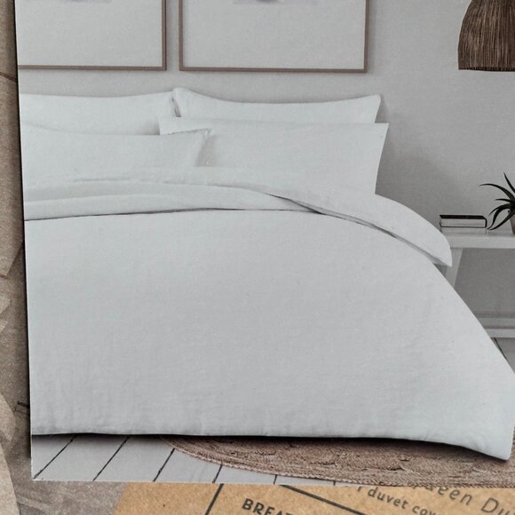 NEW Pure Linen 100% Belgian Flax Linen Full/ Queen Duvet Cover Set - Pure White - Picture 5 of 7